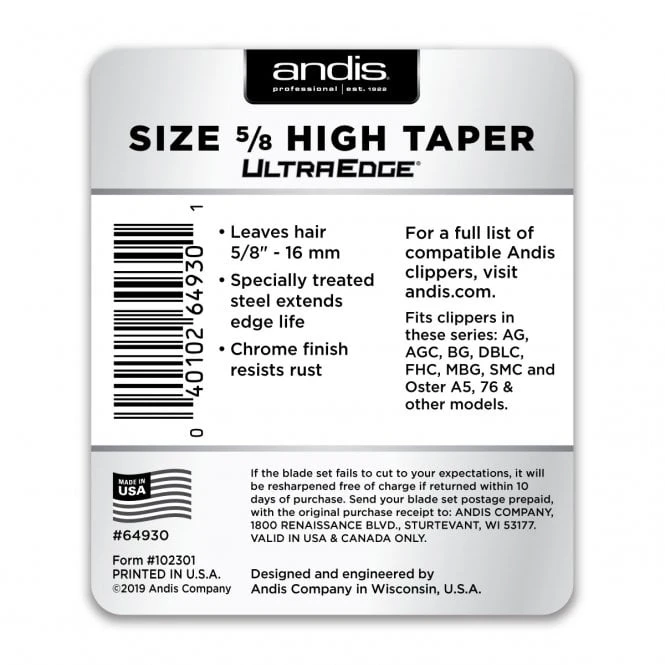 Andis Andis #5/8 High Taper UltraEdge Detachable Blade 3 Andis Andis #5/8 High Taper UltraEdge Detachable Blade - Image 3